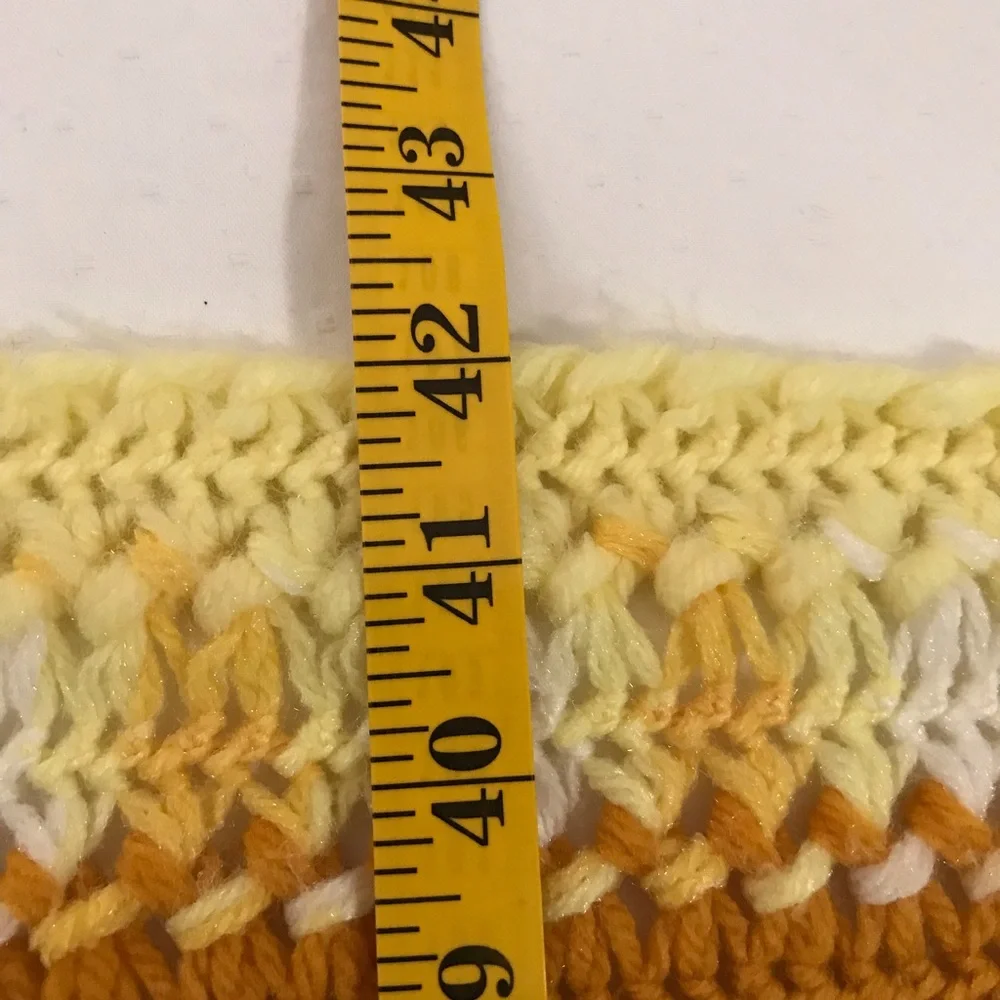 Vintage Handmade Afghan Crochet Sofa or Bed Throw Blanket Retro Yellow 91